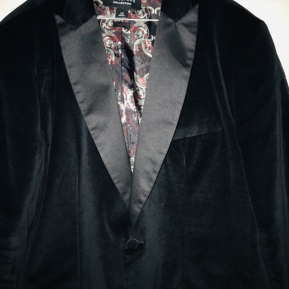 🖤 Structure Men Black Velvet Blazer L, Sold as is - Picture 4 of 7